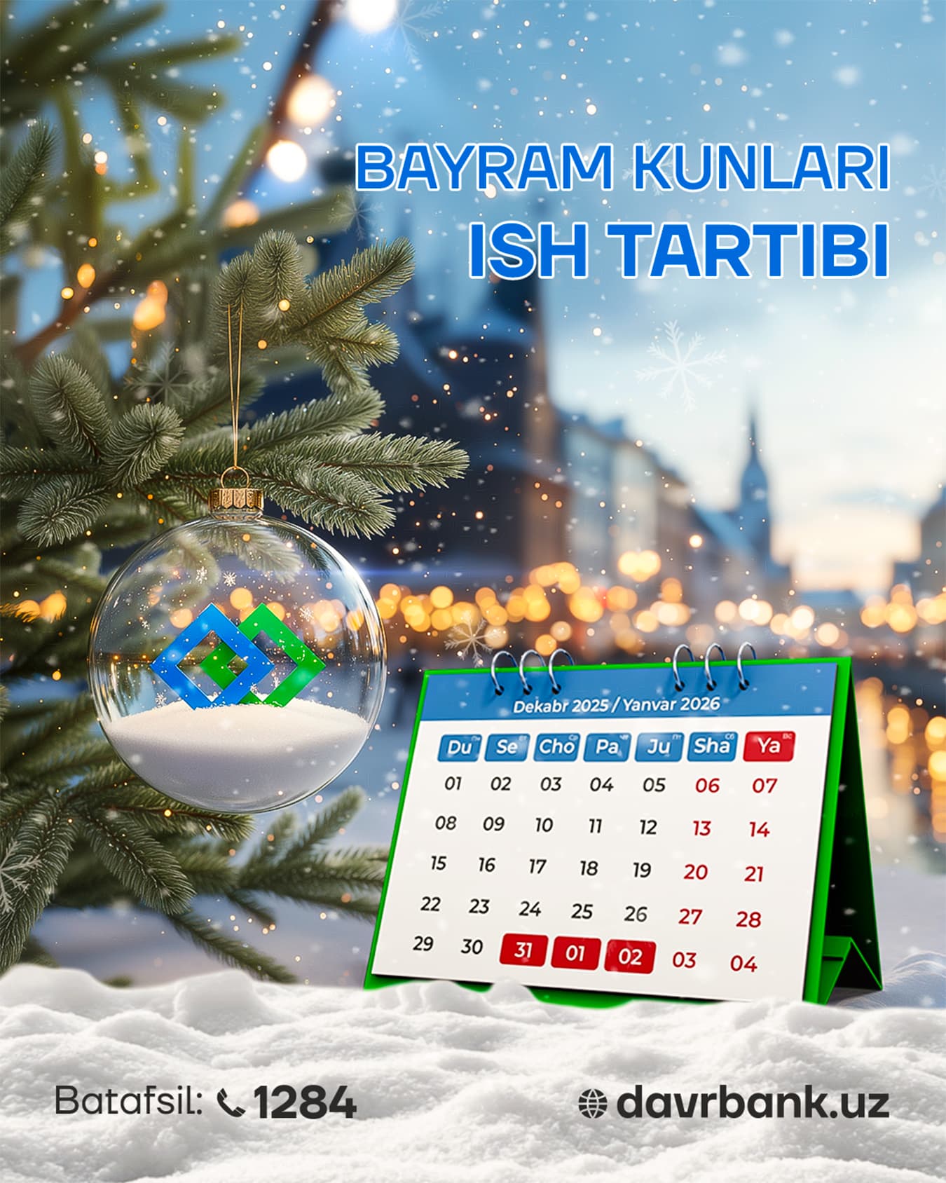 Bayram kunlarida ish vaqtimiz 